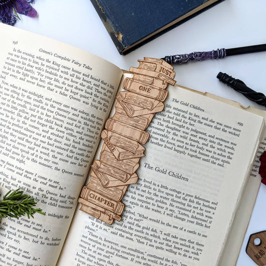 Just One More Page Wooden Bookmark